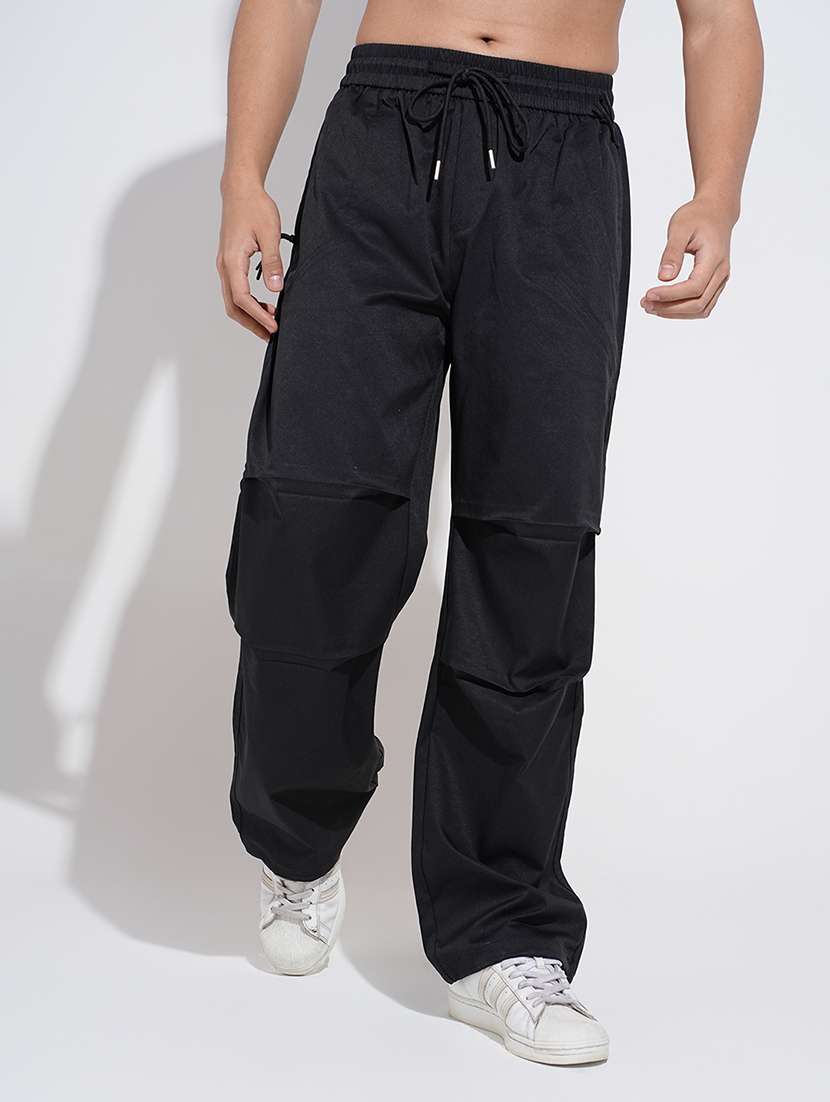 men black solid mid rise relaxed fit trouser - 22038066 - Standard Image - 5