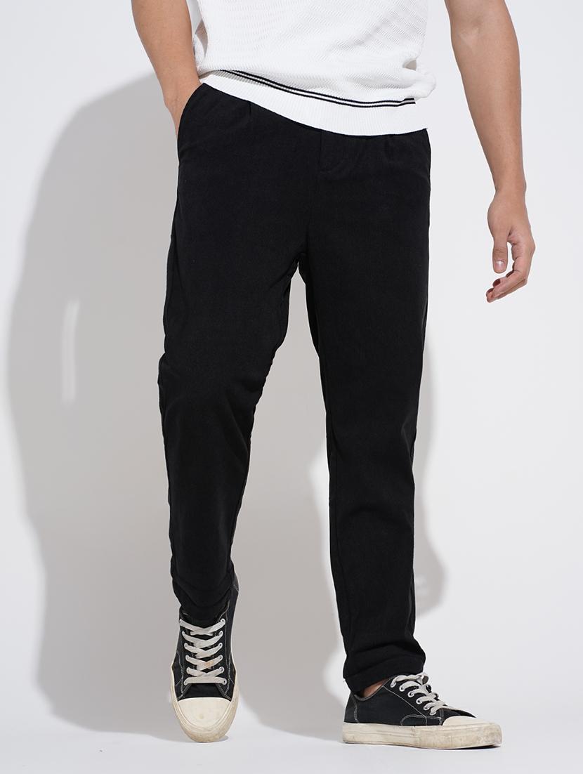 men black solid mid rise straight fit chinos - 22038068 - Zoom Image - 0