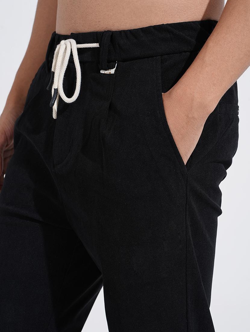 men black solid mid rise straight fit chinos - 22038068 - Standard Image - 5