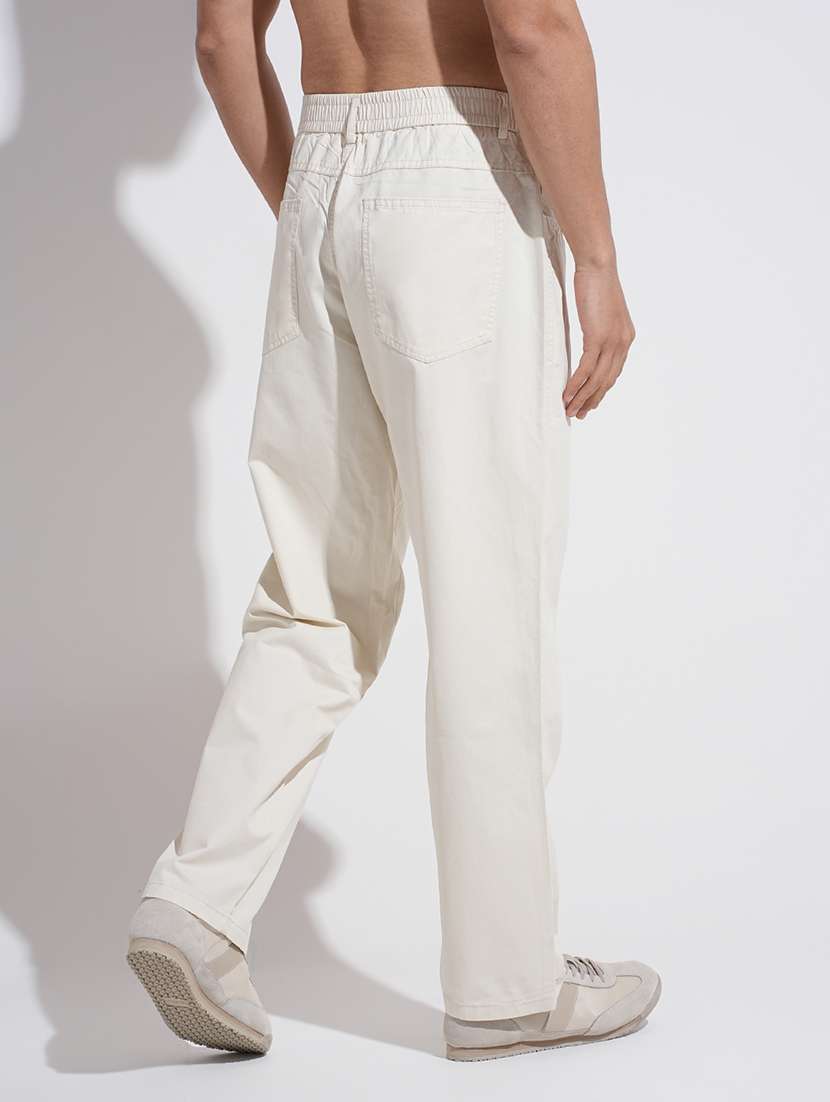 men solid low rise straight fit trouser  - 22038085 -  Standard Image - 3