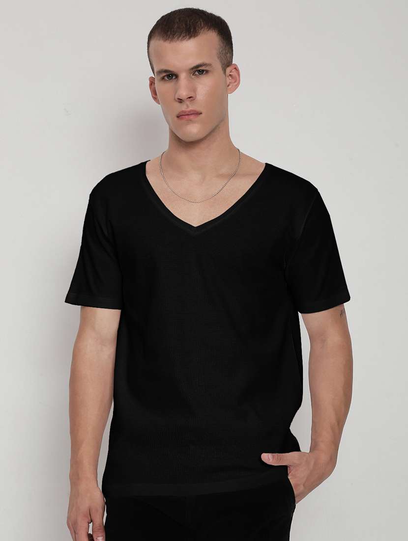 men solid short sleeve loose fit t-shirt