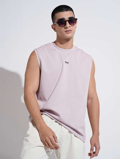 men printed sleeveless loose fit t-shirt - 22038195 - Standard Image - 0