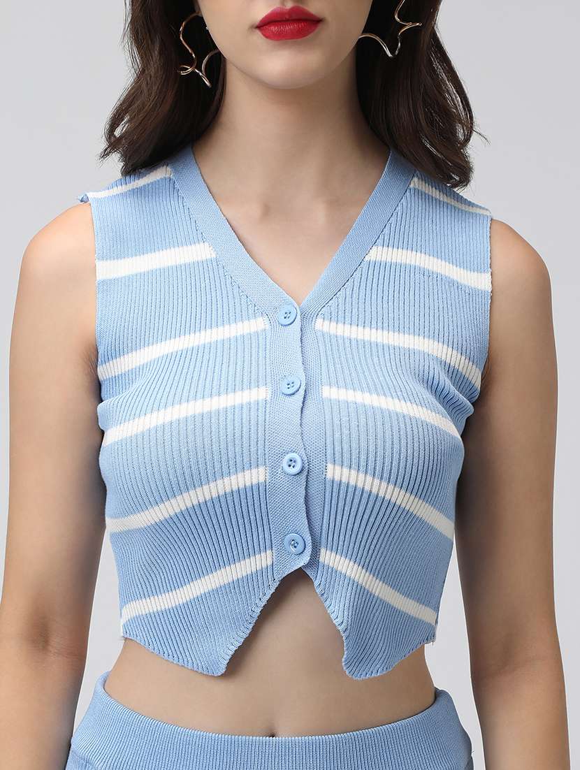 women striped top and skirt co-ord set - 22038230 - Standard Image - 5