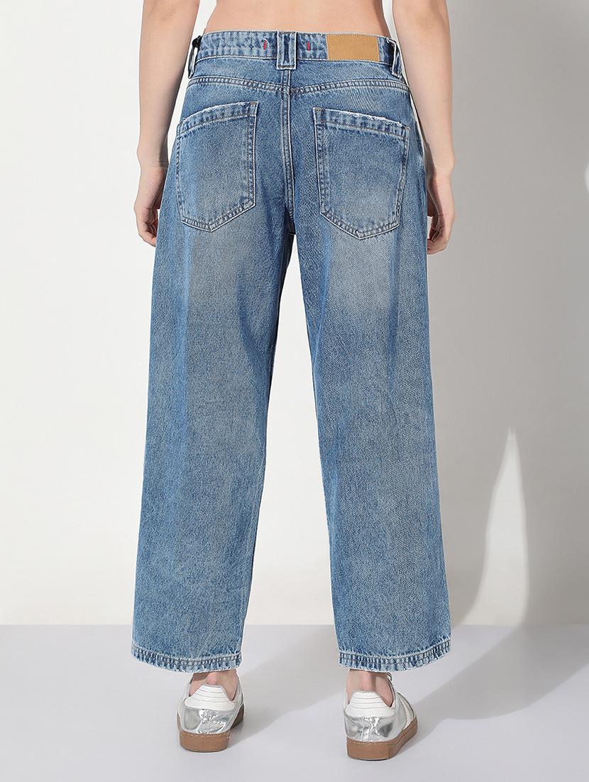 women washed mid rise straight jean - 22038232 - Standard Image - 3