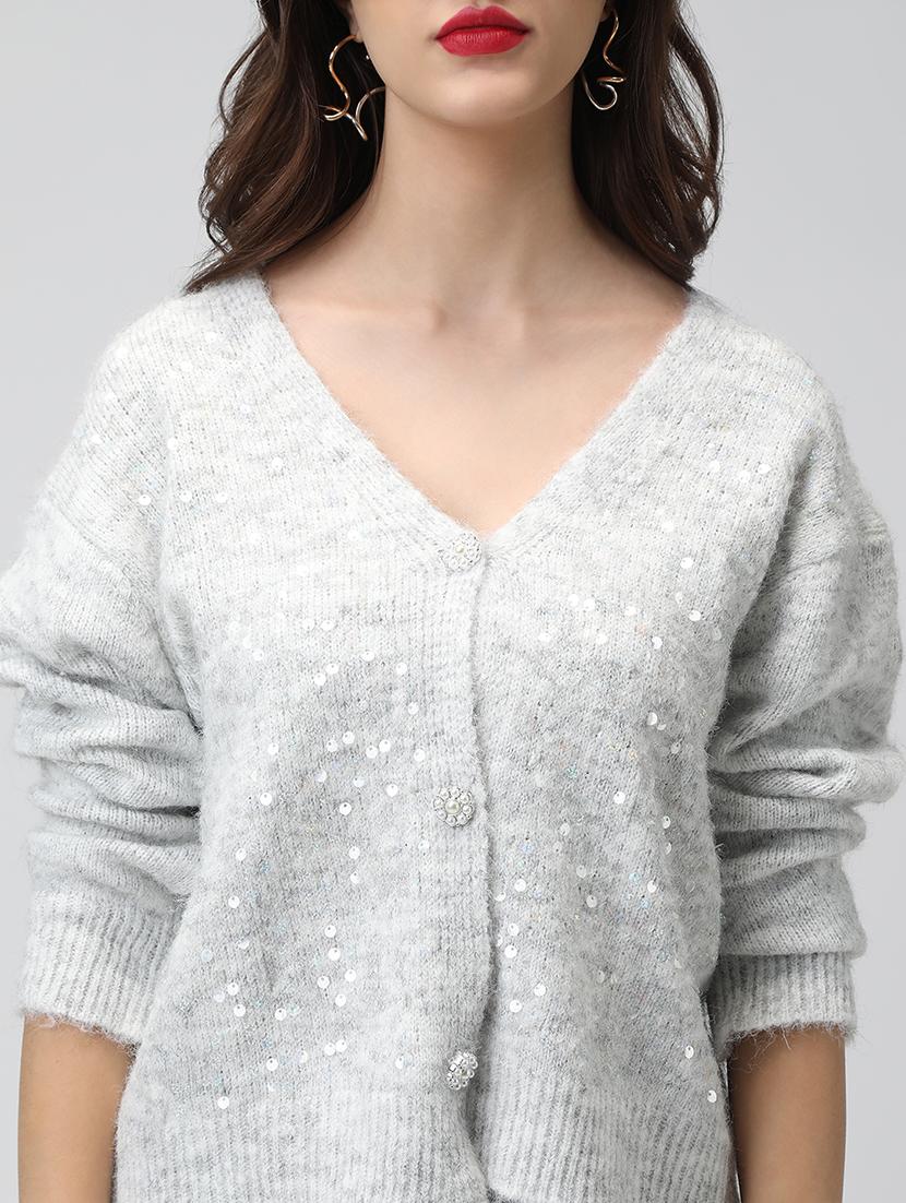women sequined long sleeve cardigan - 22038236 - Standard Image - 5