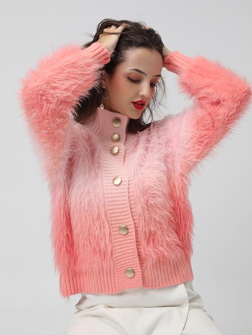women stand collar long sleeve cardigan - 22038238 - Standard Image - 0