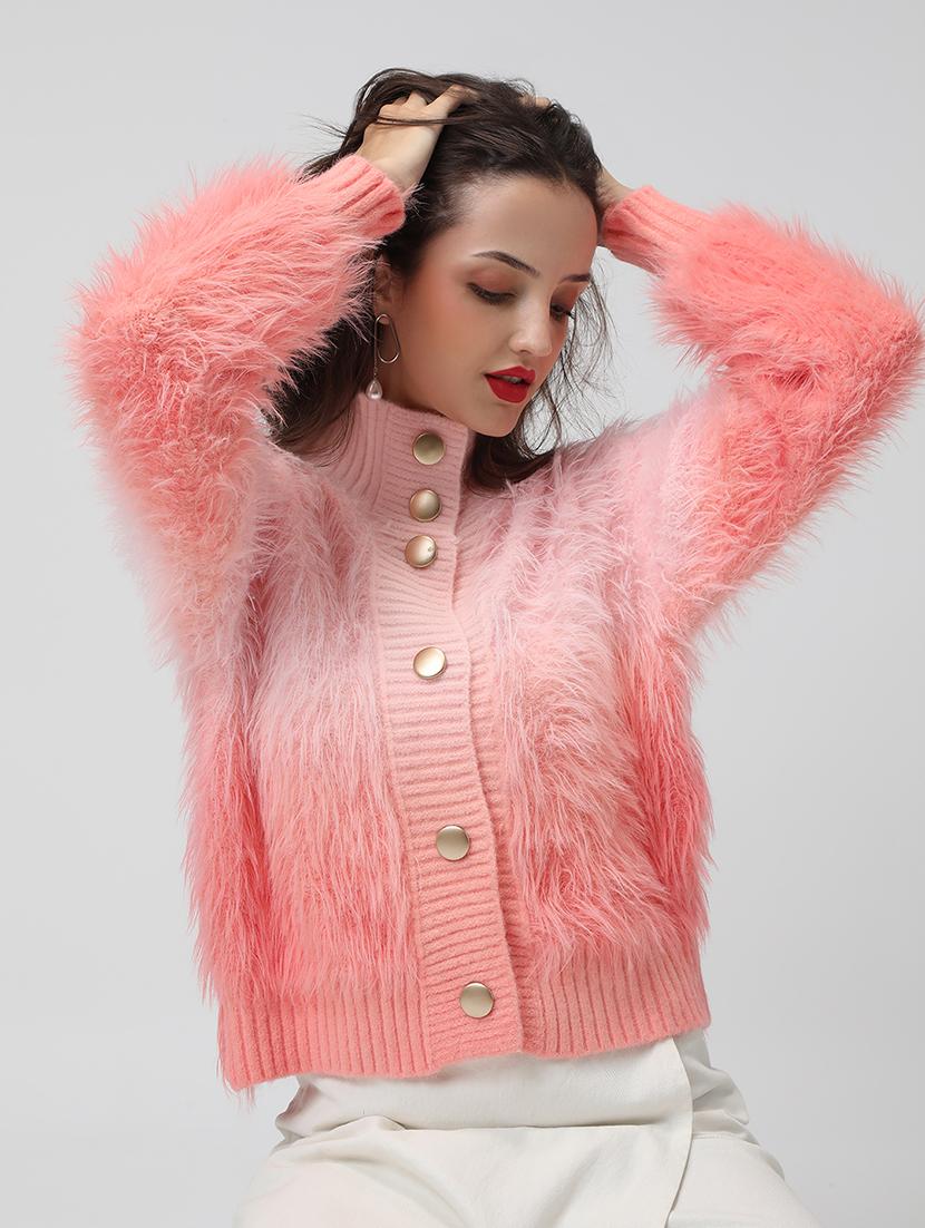 women stand collar long sleeve cardigan - 22038238 - Zoom Image - 0