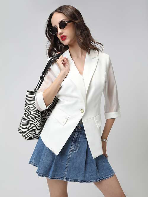 women solid lapel collar single breasted blazer - 22038240 -  Standard Image - 0