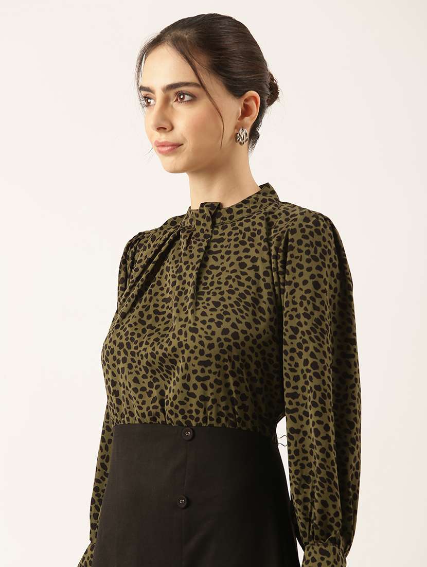 women animal print puff sleeve sheath dress - 22038247 -  Standard Image - 5
