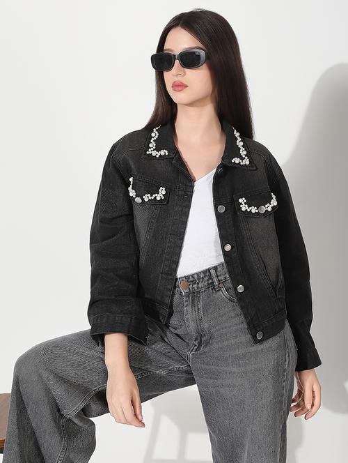 women embellished long sleeve denim jacket - 22038253 -  Standard Image - 0