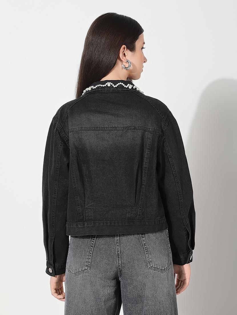 women embellished long sleeve denim jacket - 22038253 - Standard Image - 5