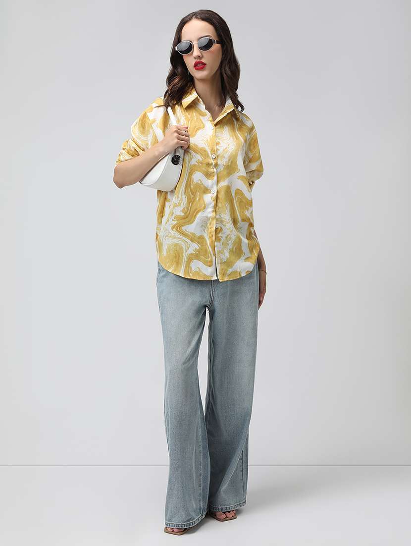 women printed collared long sleeve shirt - 22038256 -  Standard Image - 5