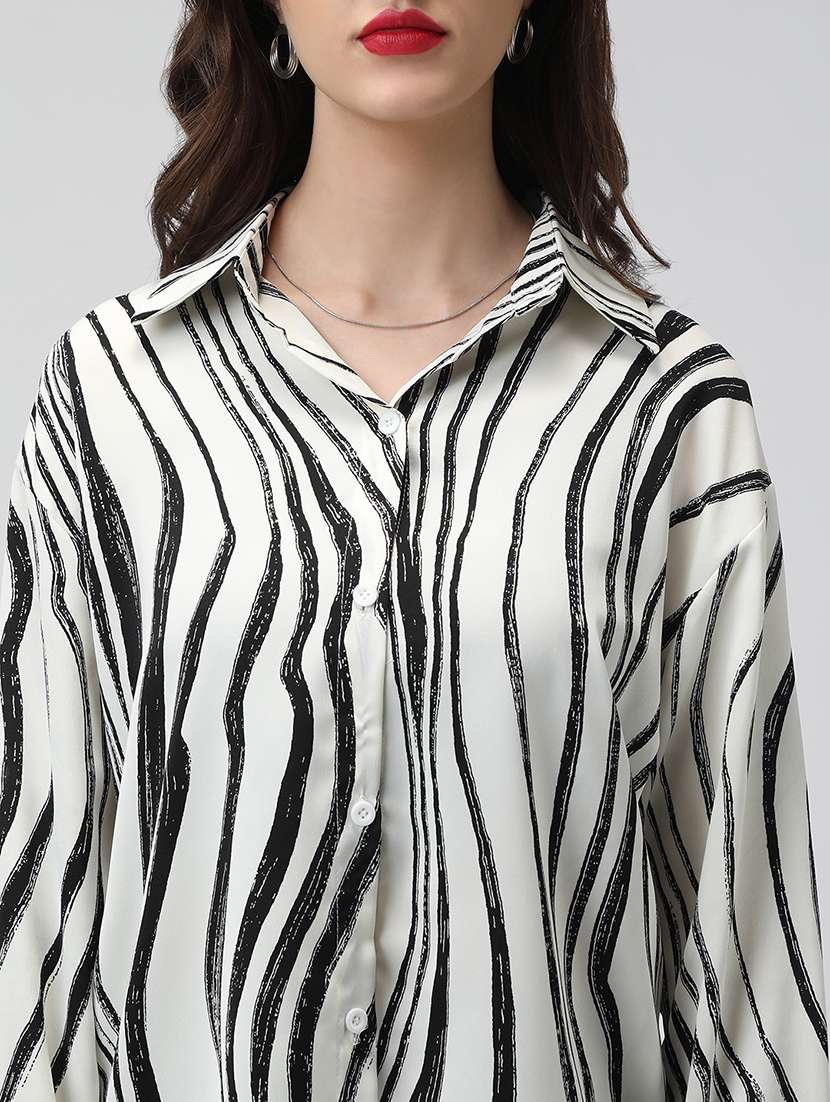 women animal print collared long sleeve shirt - 22038257 -  Standard Image - 5