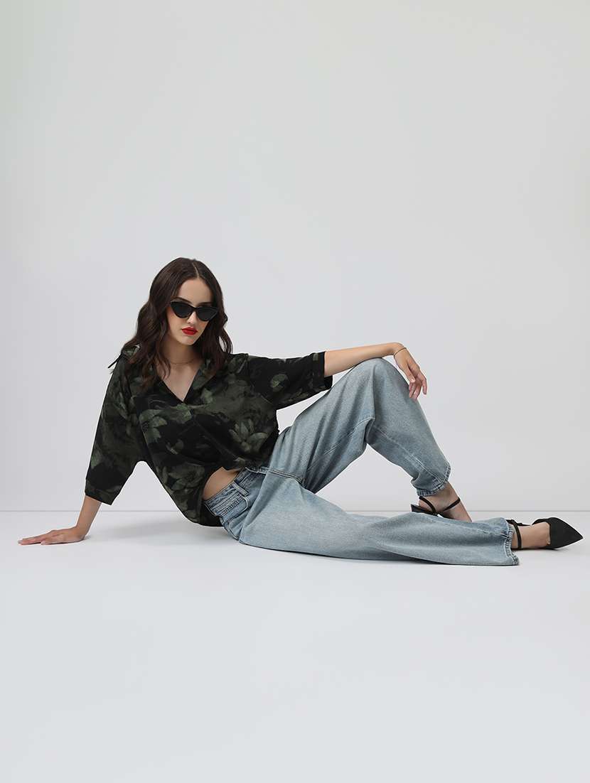 women floral print collared short sleeve shirt - 22038259 -  Standard Image - 5