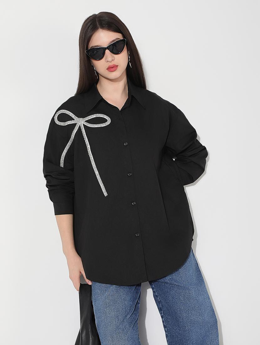 women sequined collared long sleeve shirt - 22038262 -  Zoom Image - 0