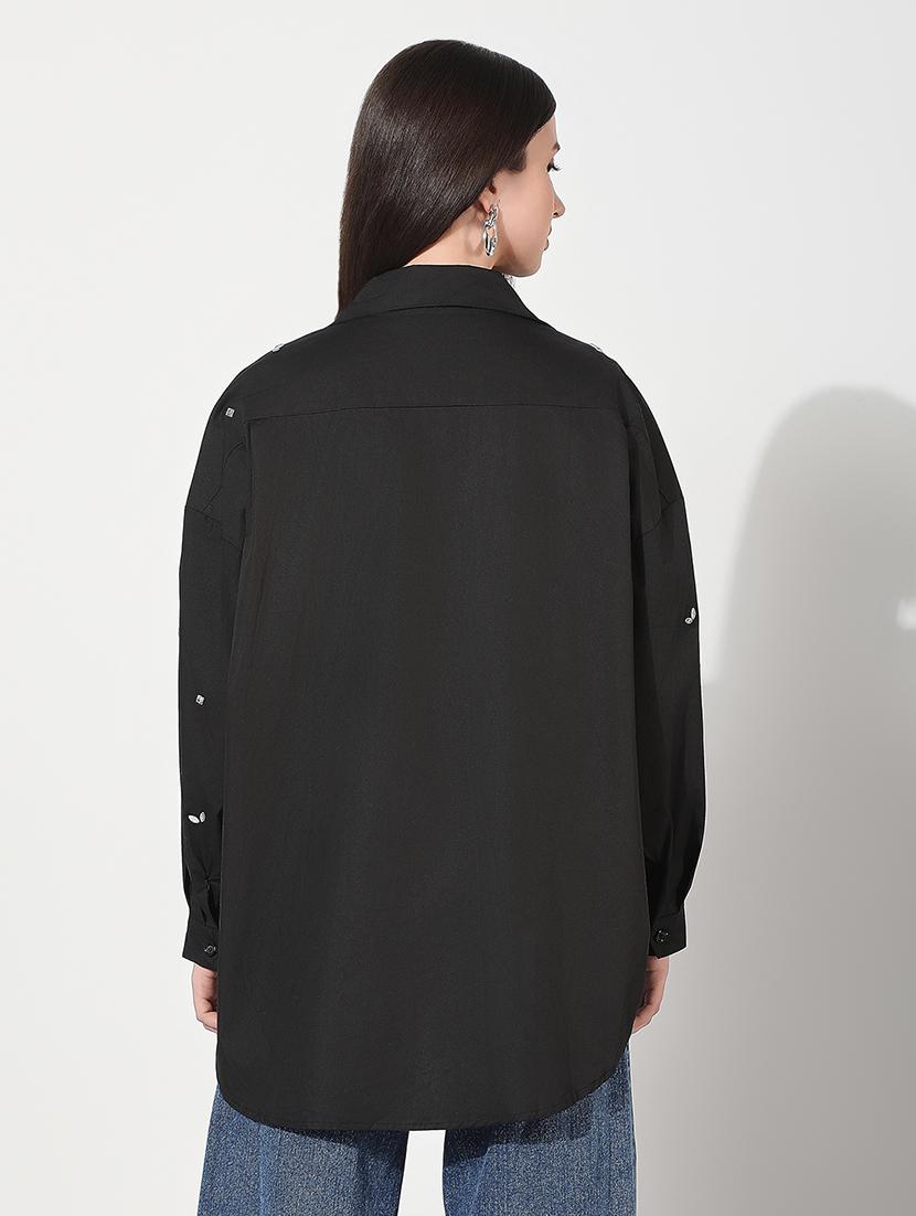 women emebllished collared long sleeve shirt - 22038263 - Standard Image - 5