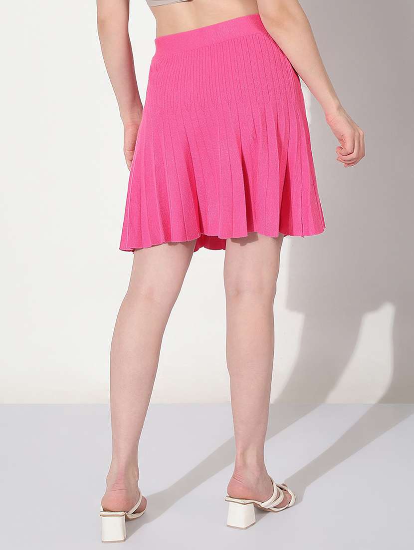 women solid high rise flared skirt - 22038270 - Standard Image - 3
