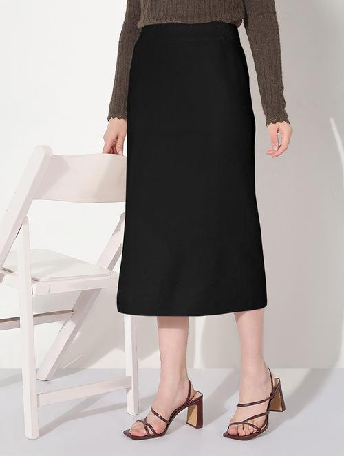 women solid high rise straight skirt - 22038274 - Standard Image - 0