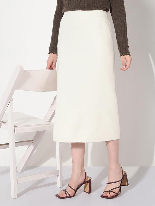 women white solid high rise straight skirt - 22038275 - Standard Image - 0