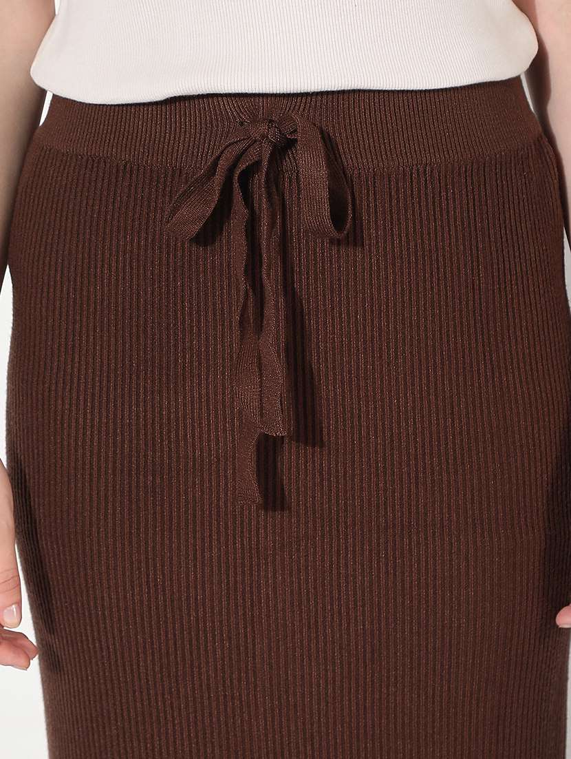 women brown solid high rise straight skirt - 22038277 -  Standard Image - 5