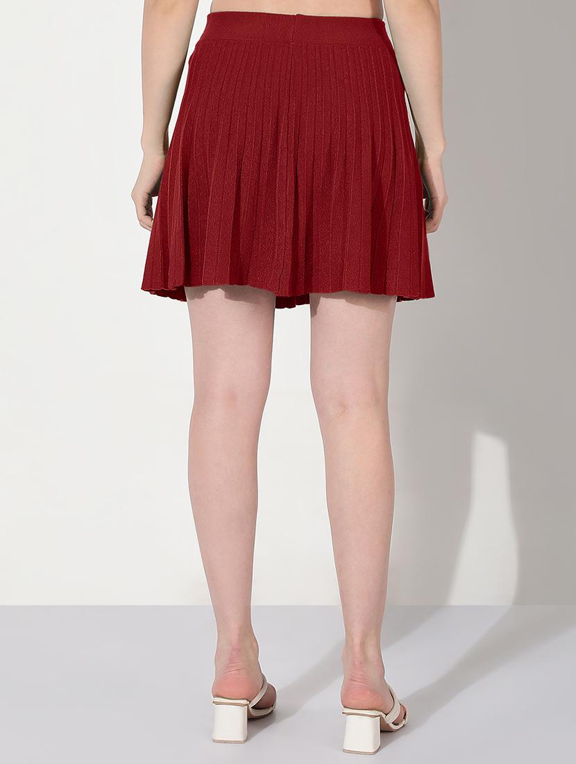 women maroon solid flared skirt - 22038280 - Standard Image - 3