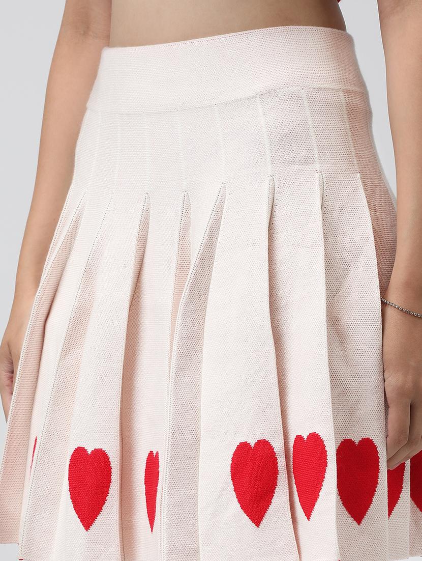women cream printed flared skirt - 22038285 - Standard Image - 5