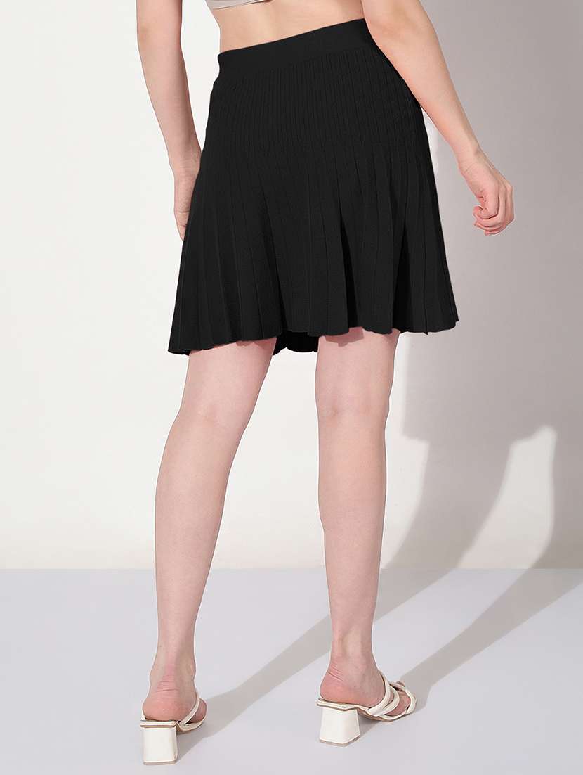 women solid high rise flared skirt - 22038286 - Standard Image - 3