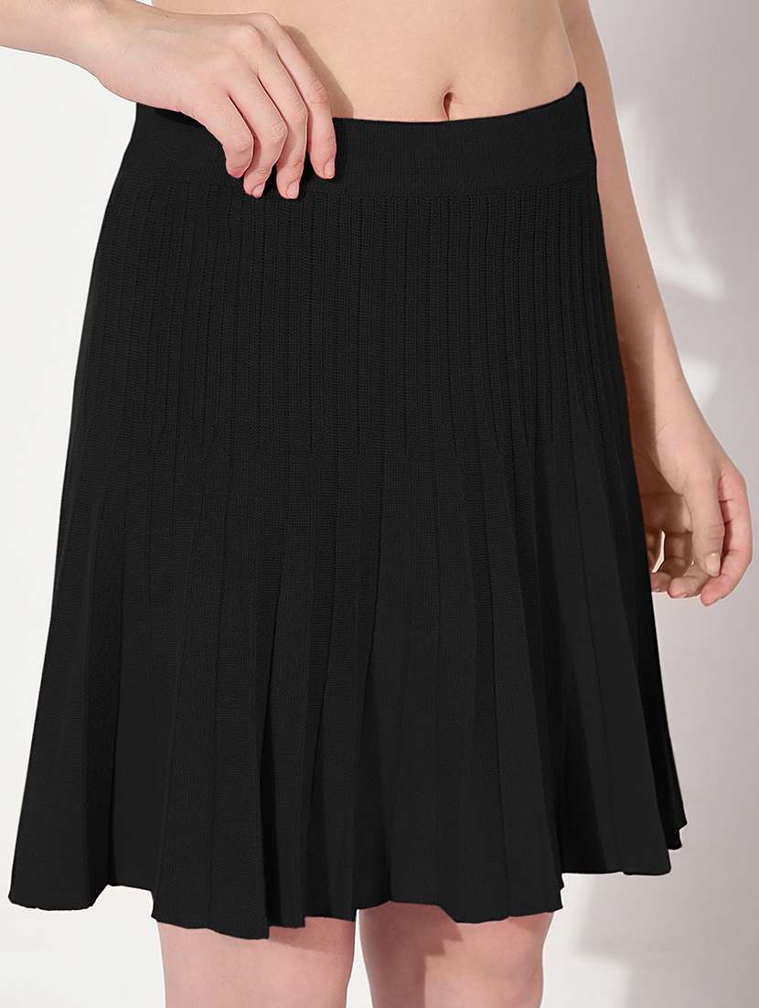 women solid high rise flared skirt - 22038286 - Standard Image - 5