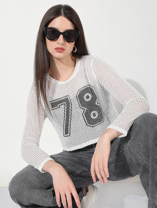 women printed long sleeve crop top with slip - 22038289 - Standard Image - 0