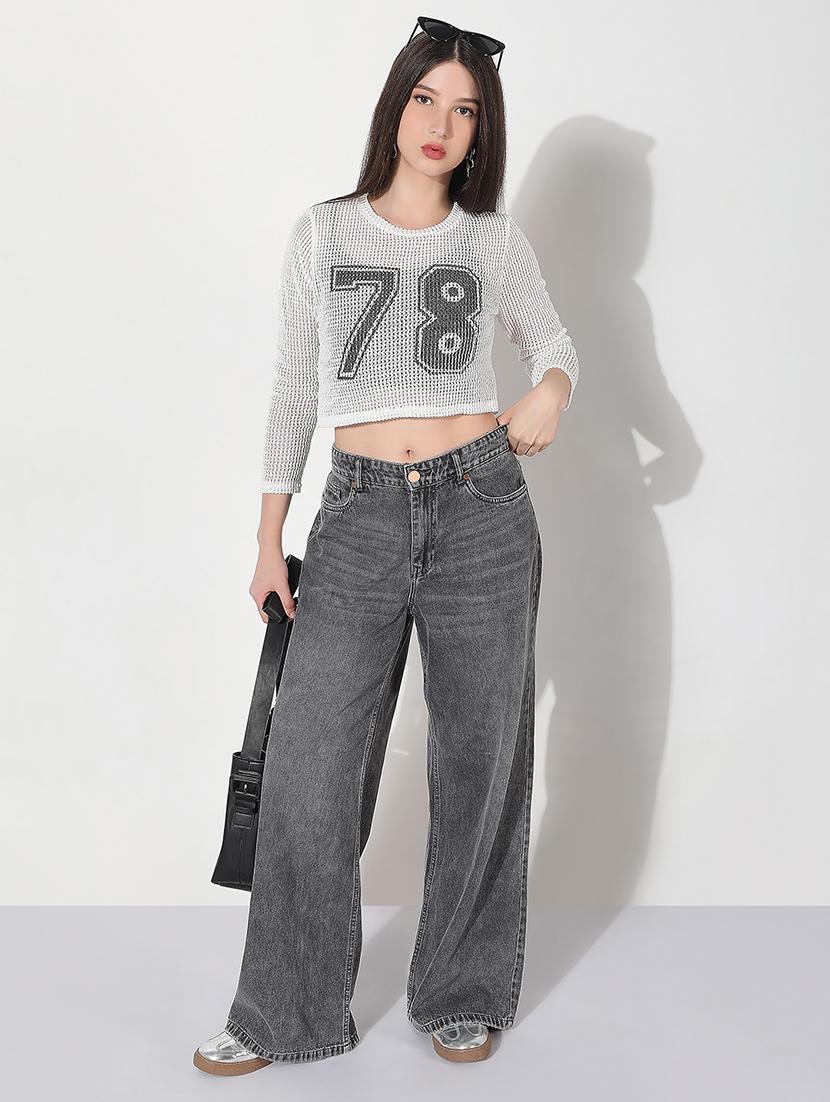 women printed long sleeve crop top with slip - 22038289 - Standard Image - 3