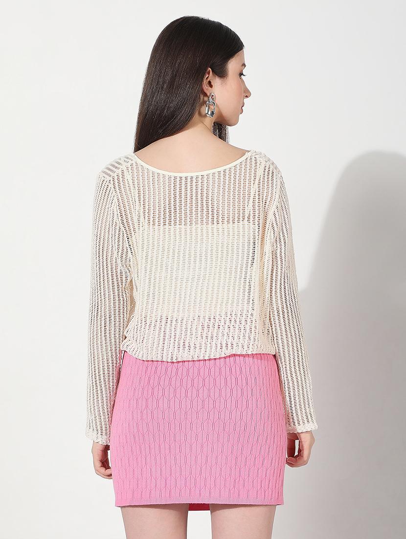 women solid long sleeve crop top with slip - 22038290 - Standard Image - 3
