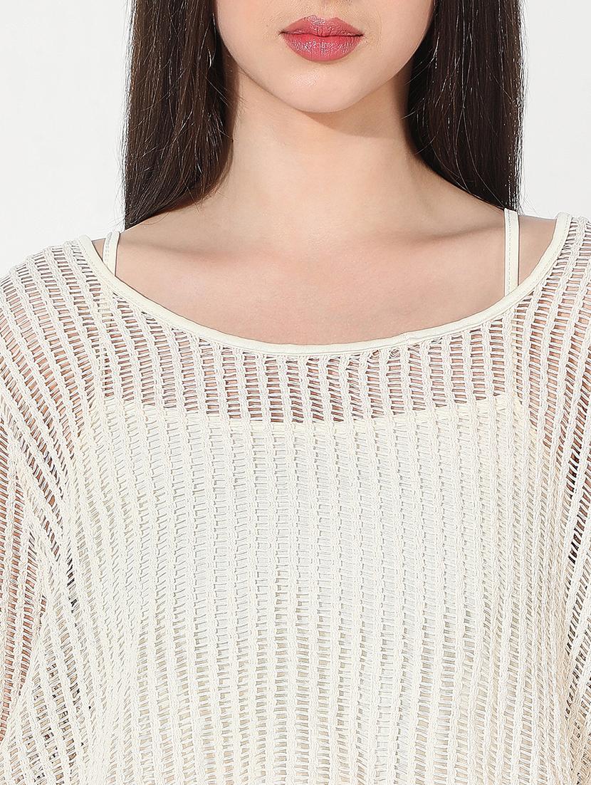women solid long sleeve crop top with slip - 22038290 - Standard Image - 5
