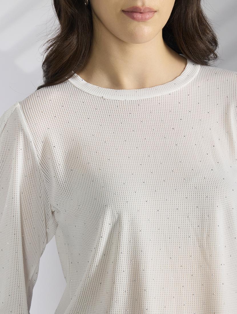 women solid long sleeve crop top - 22038293 - Standard Image - 5
