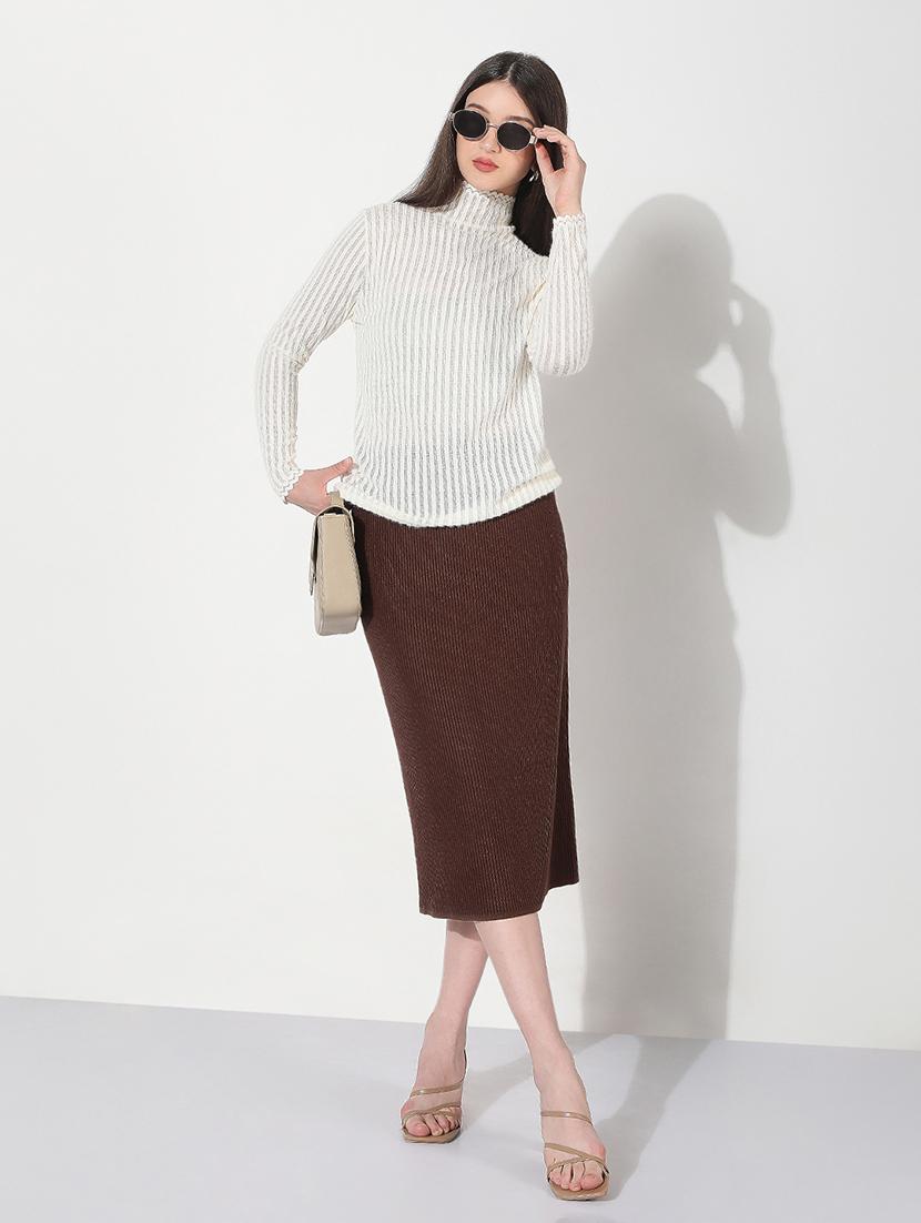 women white solid long sleeve pullover - 22038297 - Standard Image - 5