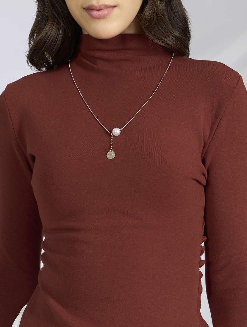 women solid long sleeve slim fit top - 22038300 -  Standard Image - 5