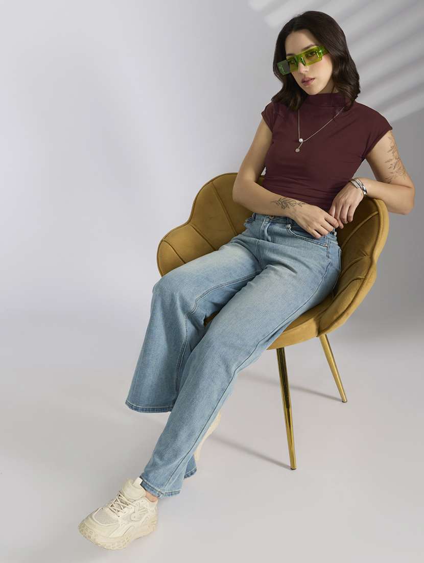 women solid short sleeve crop top - 22038308 -  Standard Image - 3