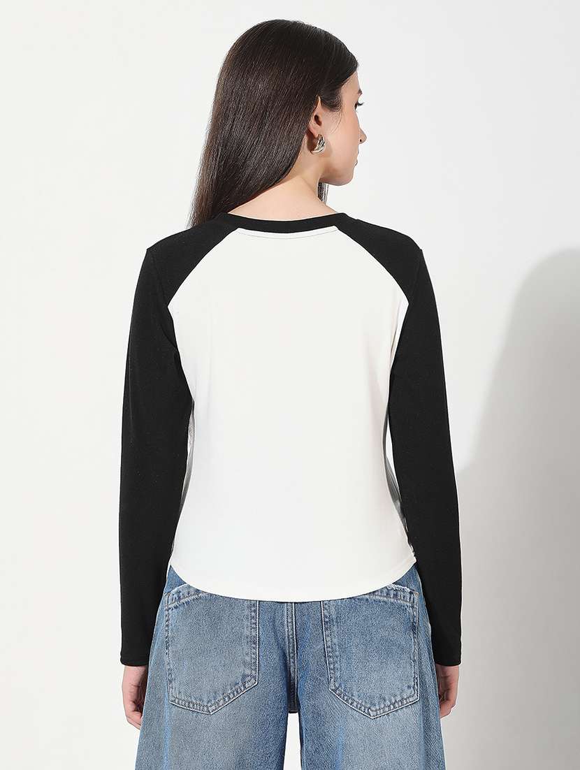 women color blocked long sleeve top - 22038310 -  Standard Image - 3