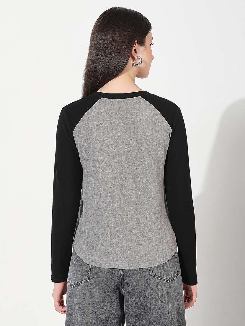 women color blocked long sleeve top - 22038311 - Standard Image - 3