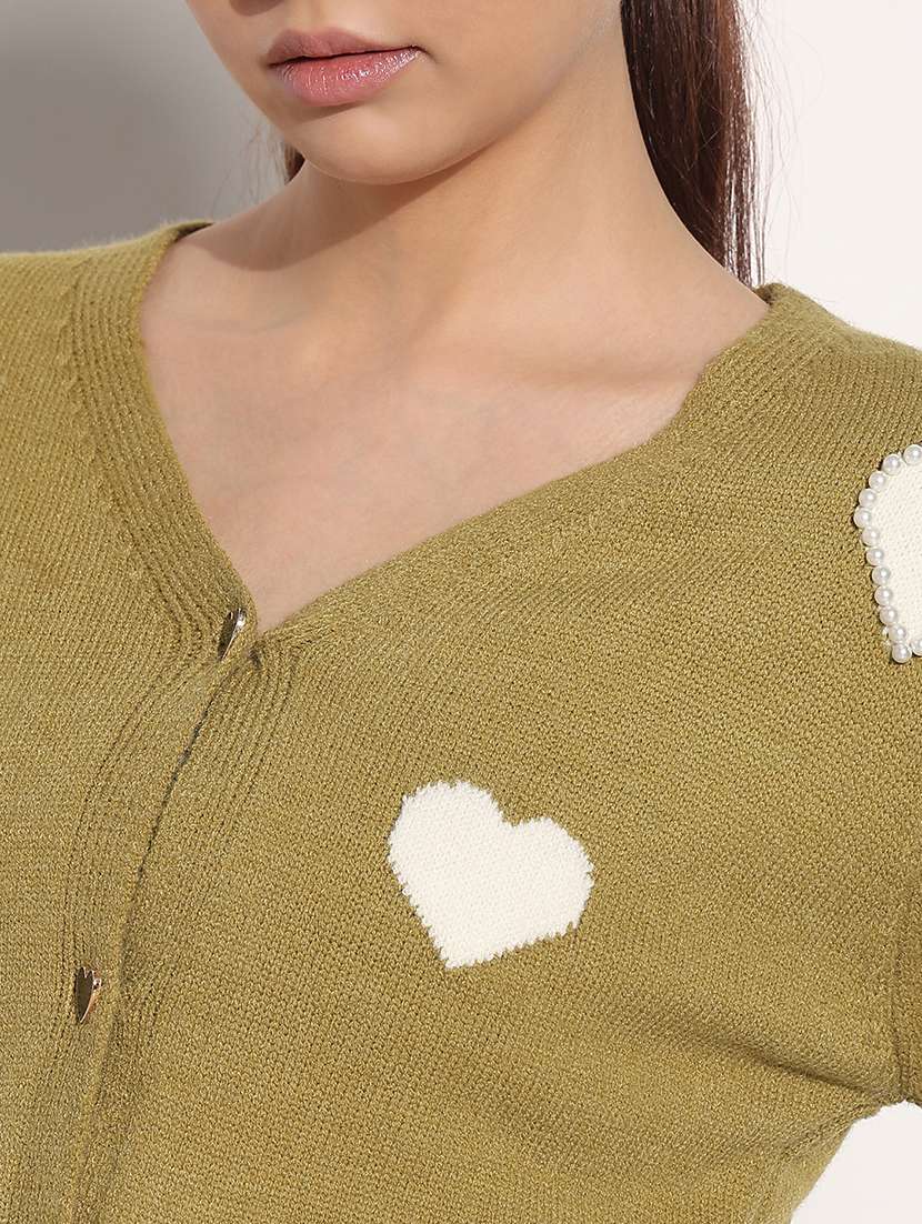 women printed long sleeve crop cardigan - 22038315 -  Standard Image - 5