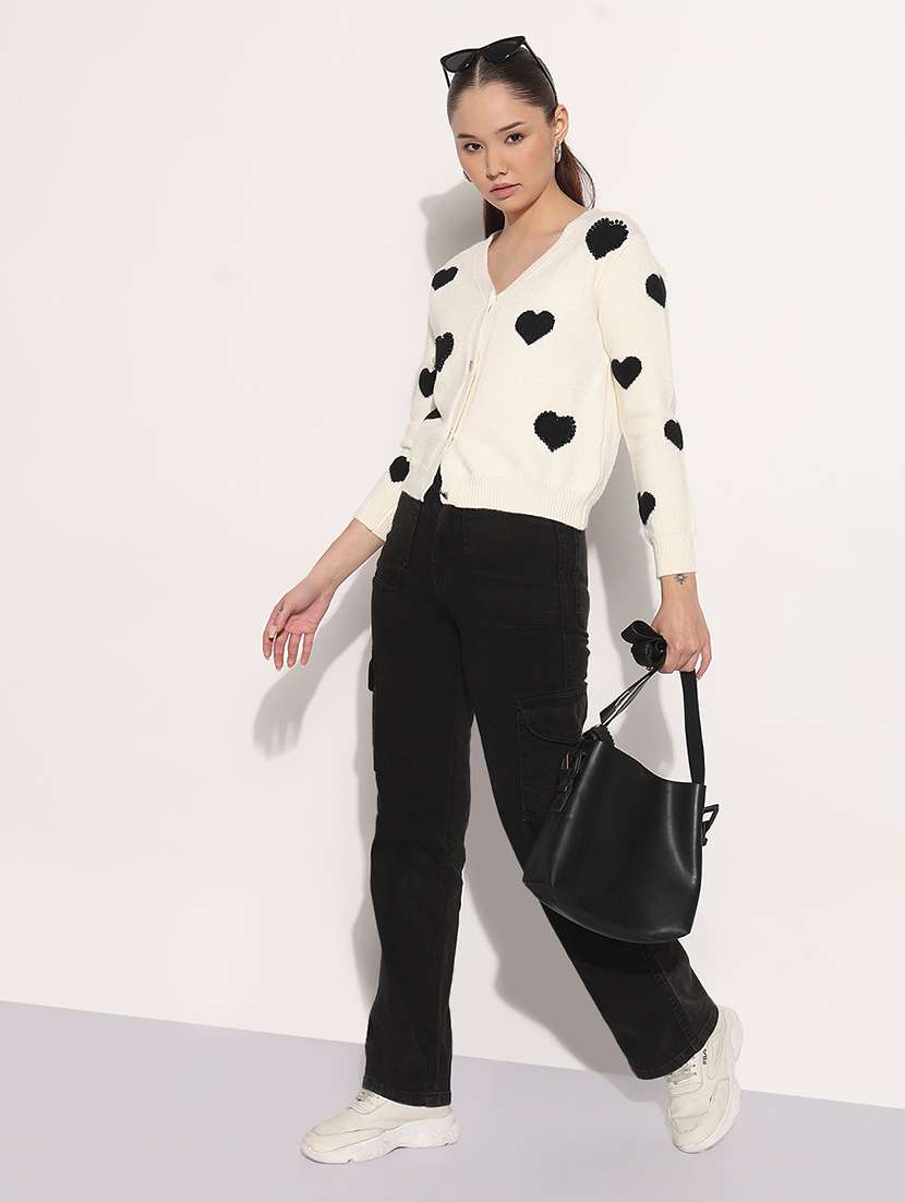 women printed long sleeve crop cardigan - 22038317 - Standard Image - 5