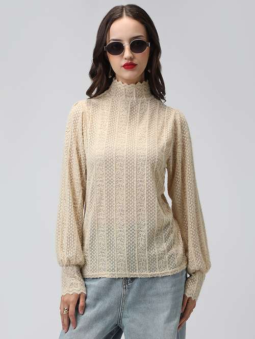 women self designed puff sleeve top - 22038329 - Standard Image - 0