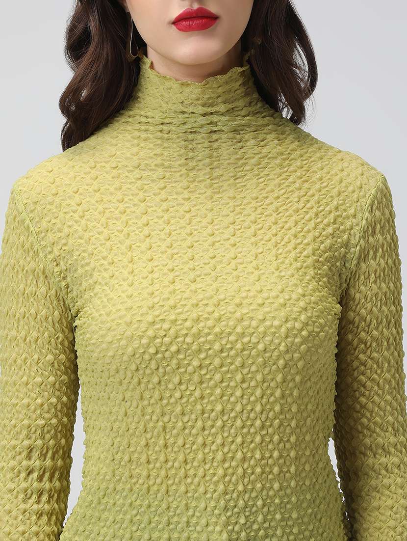 women solid mock neck long sleeve top - 22038342 - Standard Image - 5