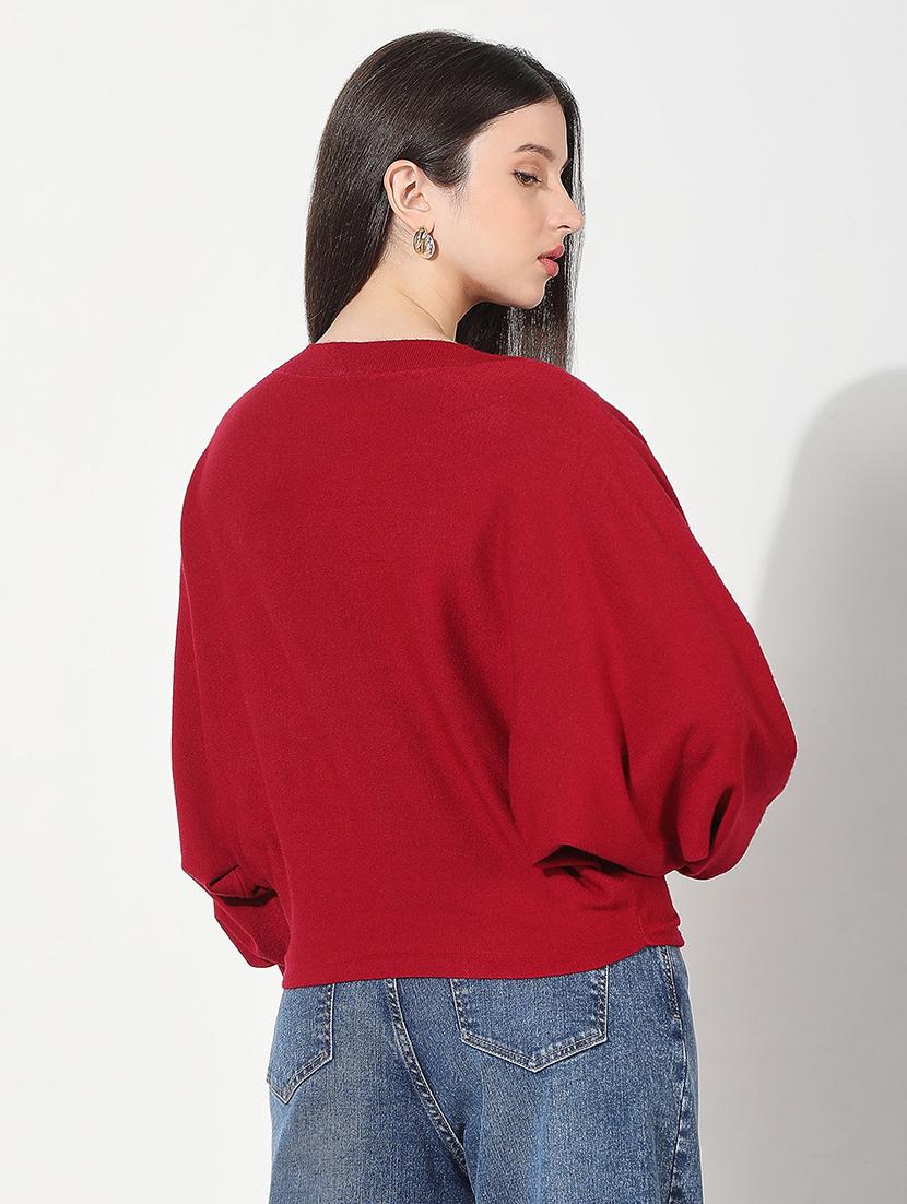 women solid long sleeve pullover - 22038343 - Standard Image - 3