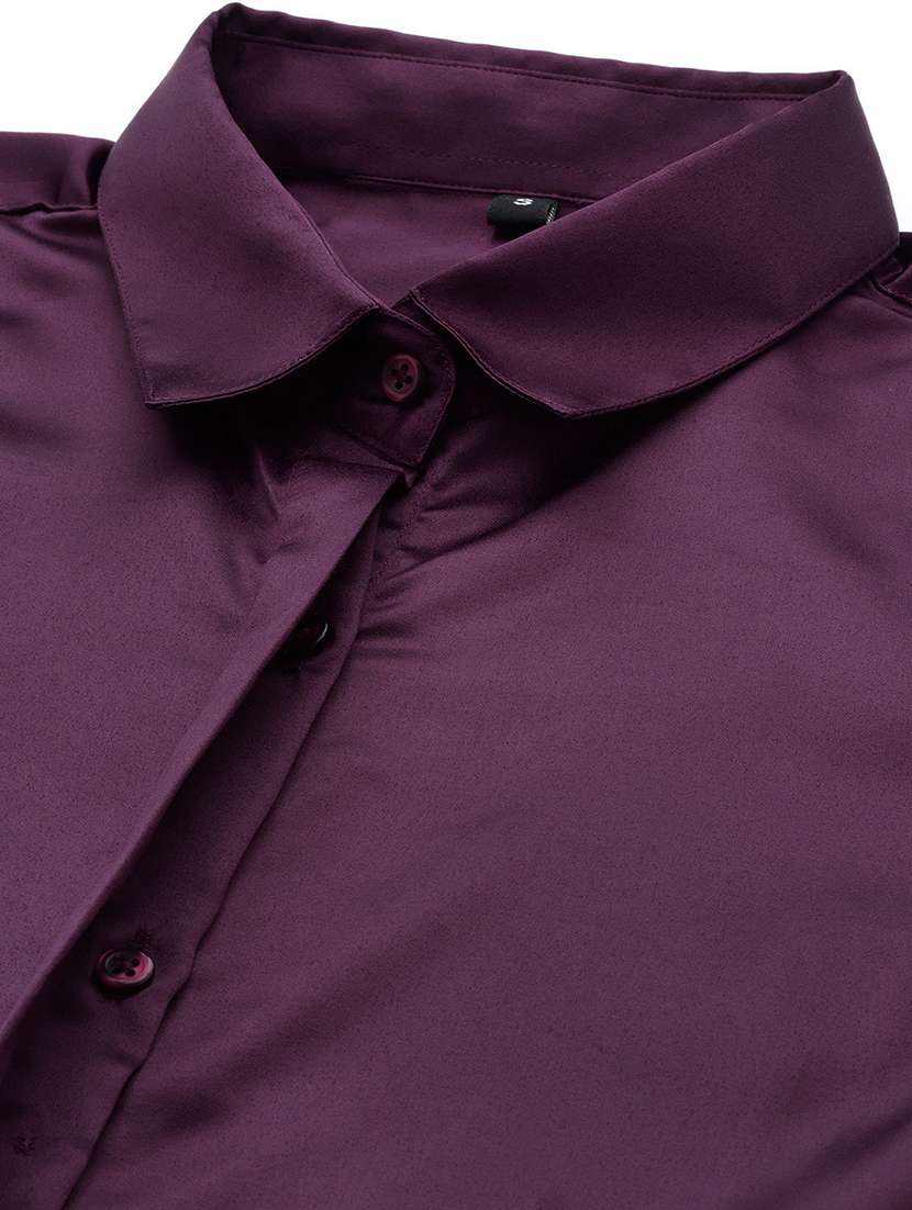 women solid collared long sleeve shirt - 22038360 -  Standard Image - 3