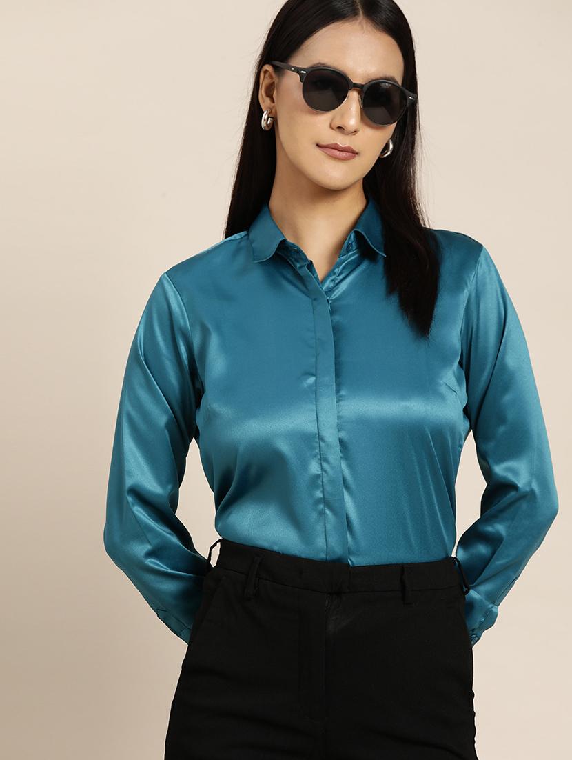 women solid collared long sleeve regular fit shirt - 22038361 -  Zoom Image - 0