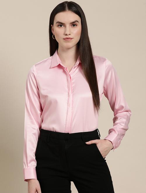 women solid collared long sleeve shirt - 22038365 - Standard Image - 0