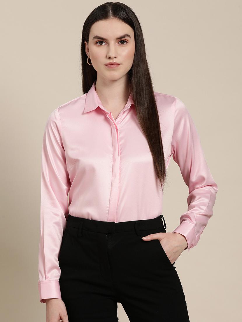 women solid collared long sleeve shirt - 22038365 - Zoom Image - 0