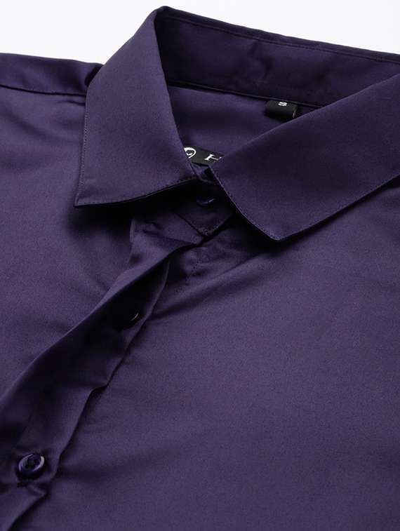 women solid collared long sleeve shirt - 22038366 -  Standard Image - 5