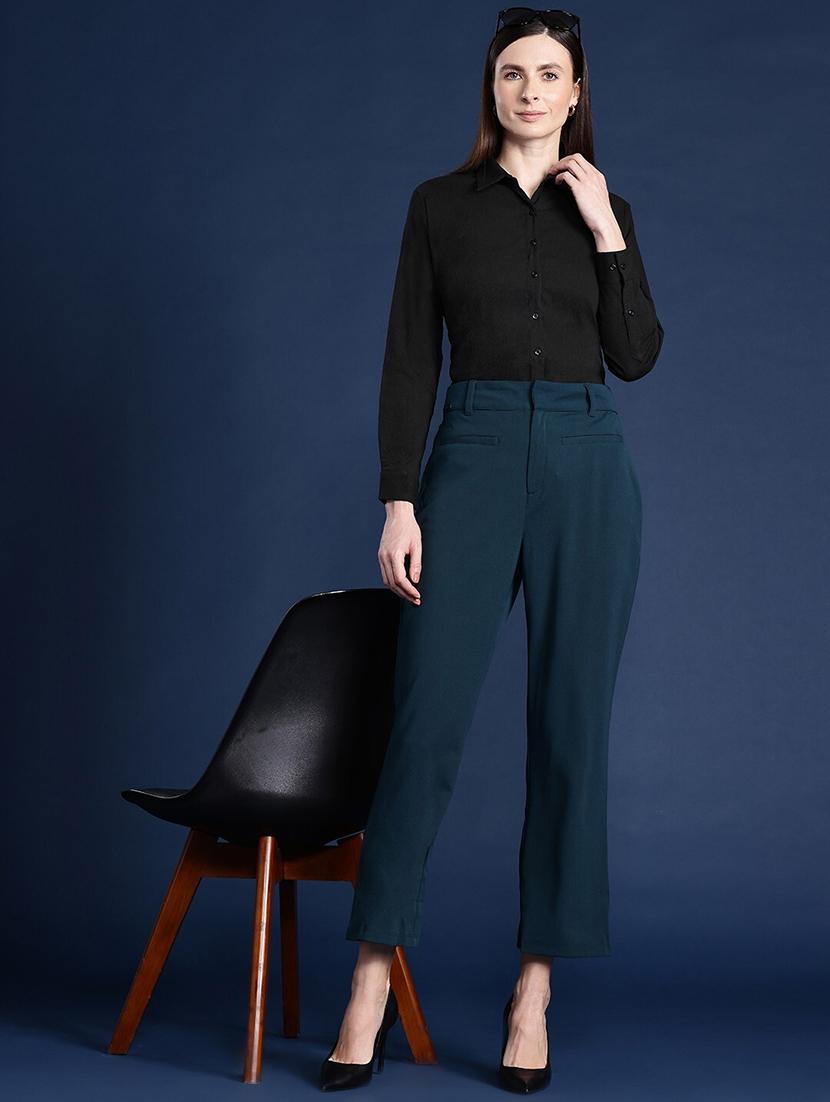 women solid collared long sleeve shirt - 22038370 - Standard Image - 3