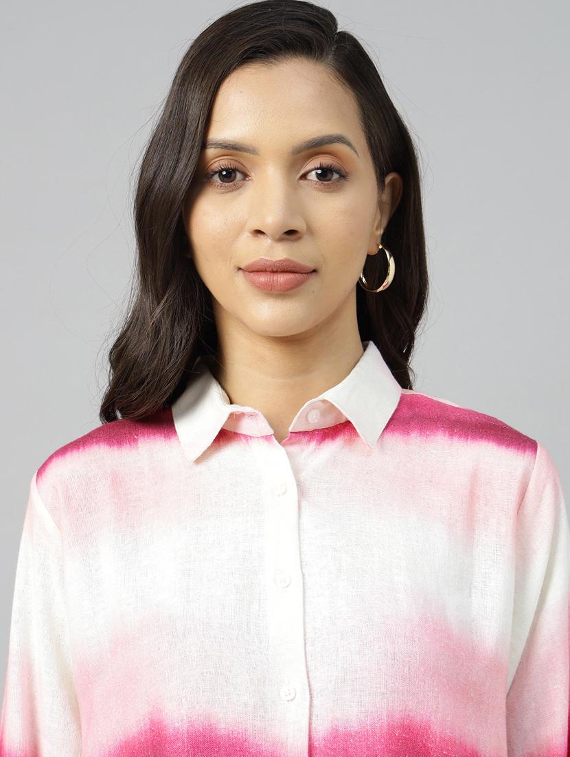 women printed collared long sleeve shirt - 22038378 - Standard Image - 5